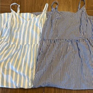 Old Navy Bundle Blue and White Stripe Gingham Maxi Dresses Medium Summer